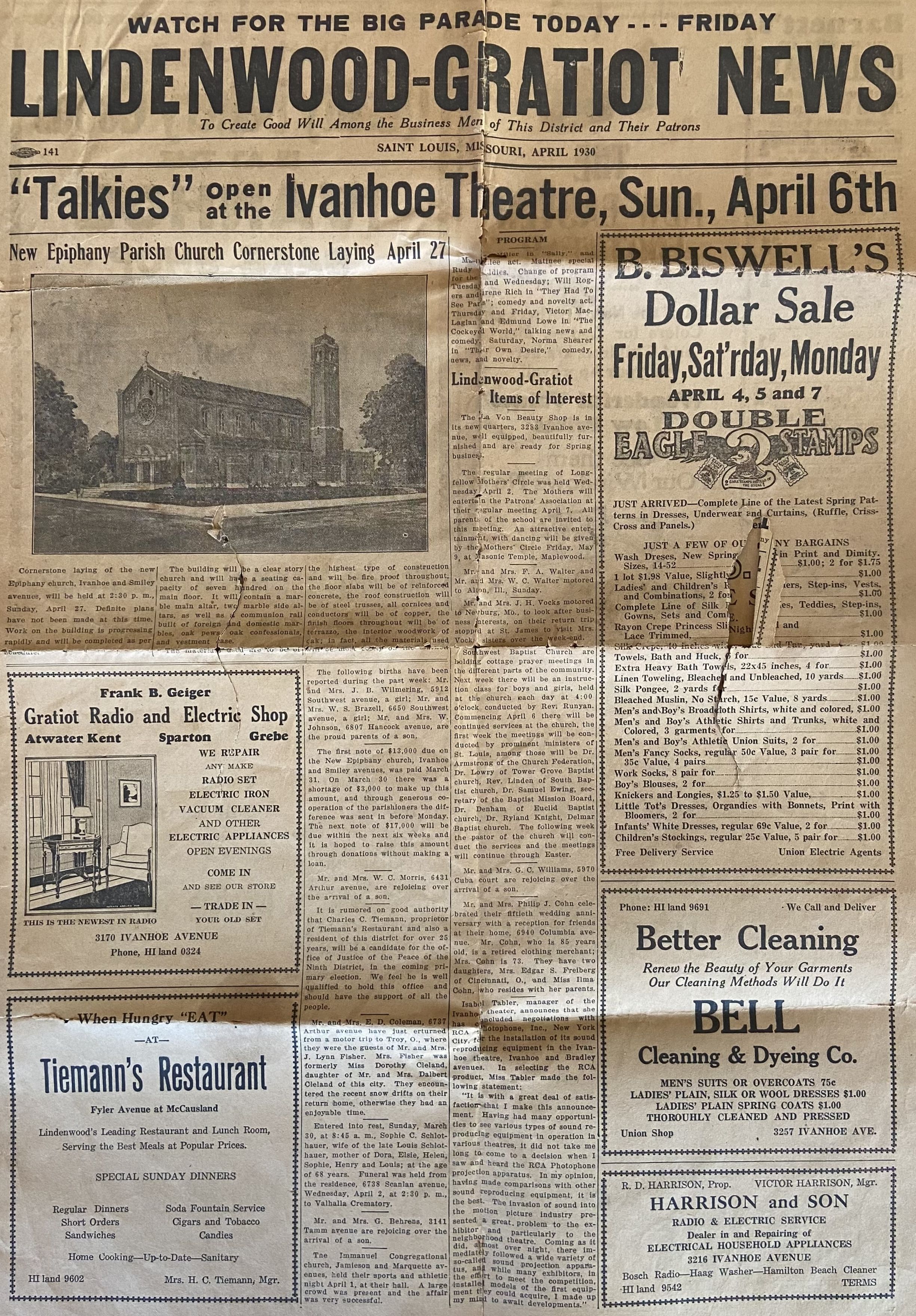 Lindenwood Gatiot News 1930 April page 1