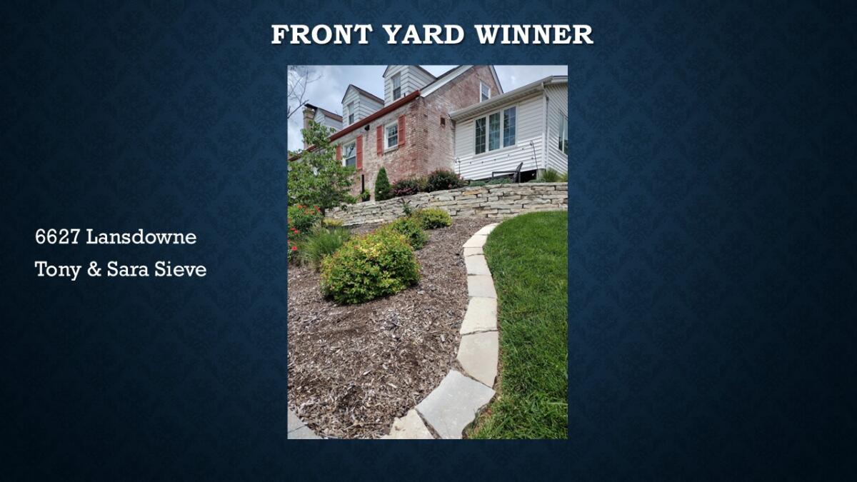 Front Yard Winner 6627 Lansdowne Tony & Sara Sieve