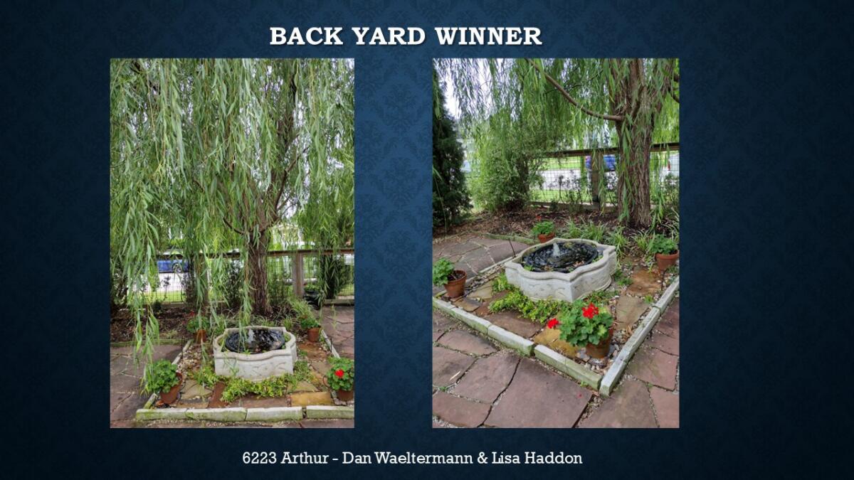 Back Yard Winner 6223 Arthur Dan Waeltermann & Lisa Haddon