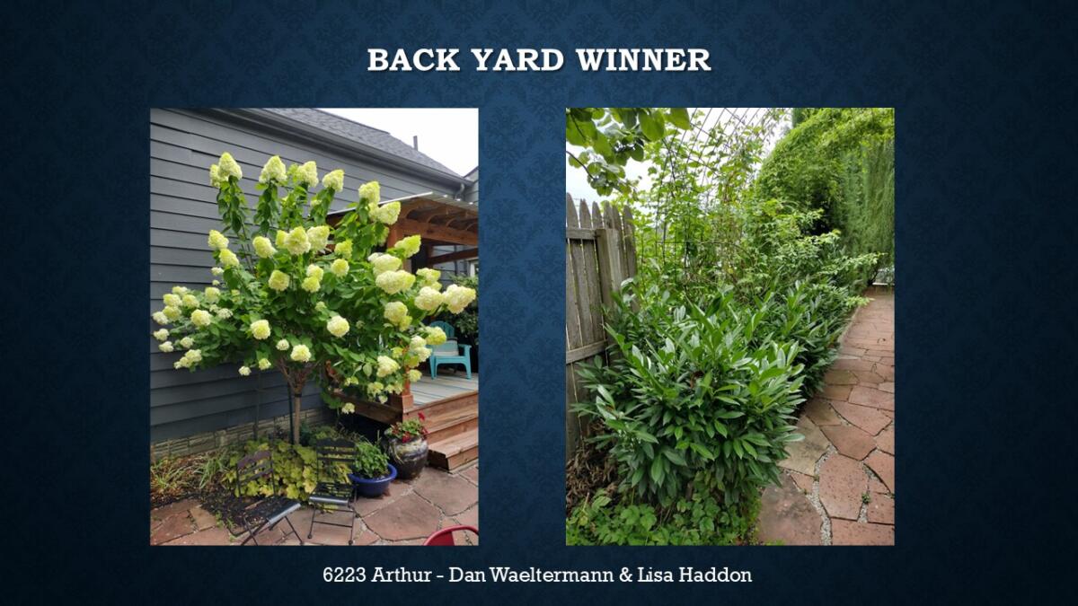 Back Yard Winner 6223 Arthur Dan Waeltermann & Lisa Haddon