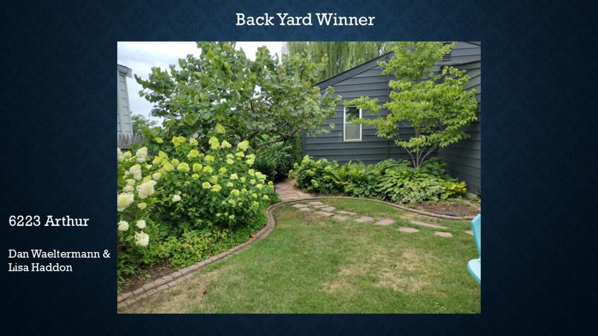 Back Yard Winner 6223 Arthur Dan Waeltermann & Lisa Haddon