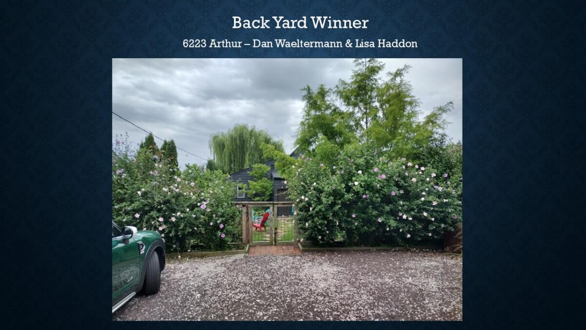 Back Yard Winner 6223 Arthur Dan Waeltermann & Lisa Haddon
