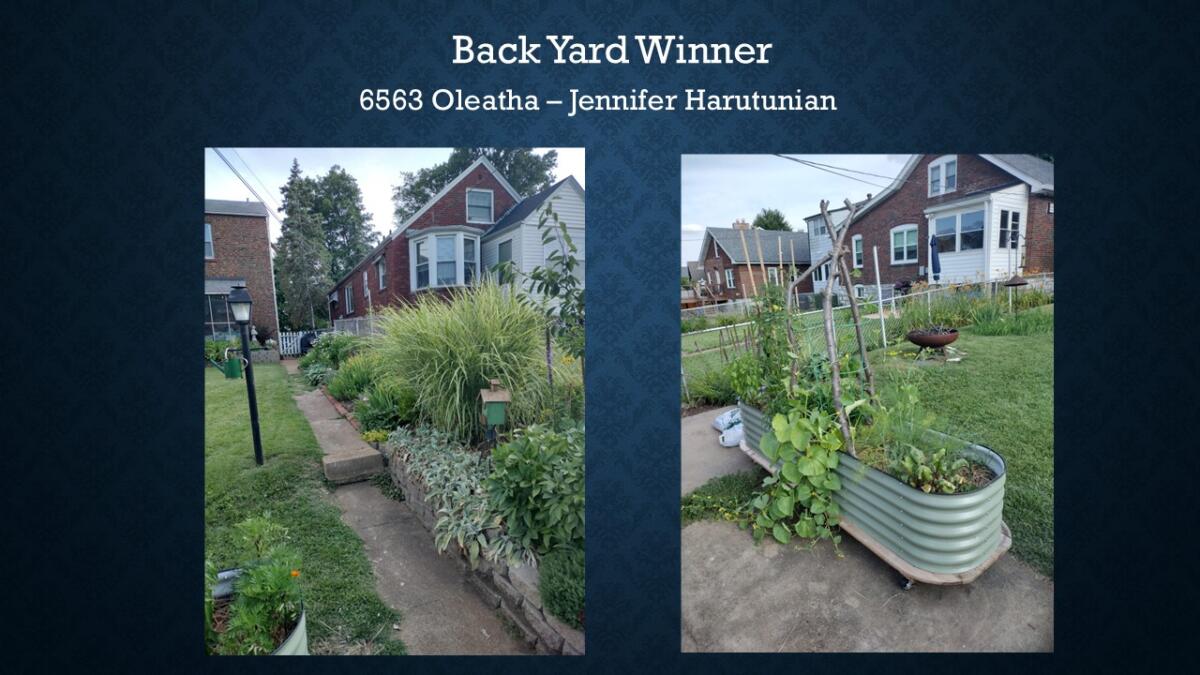Back Yard Winner 6563 Oleatha Jennifer Harutunian