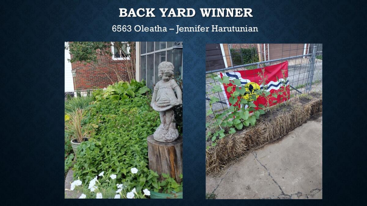 Back Yard Winner 6563 Oleatha Jennifer Harutunian